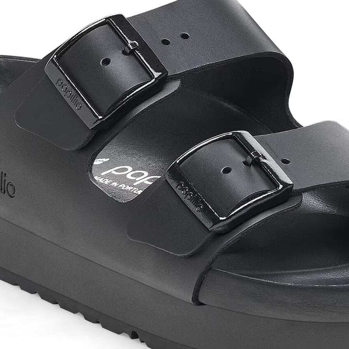 Birkenstock Arizona Flex Platform Narrow Slide Sandal (Women) - Black Leather Sandal - Slide - The Heel Shoe Fitters