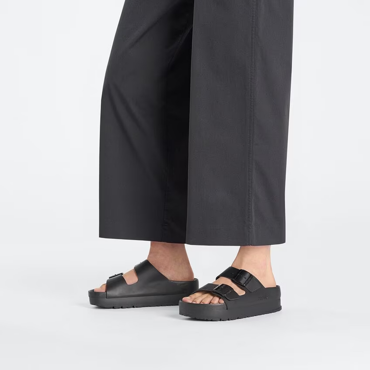 Birkenstock Arizona Flex Platform Narrow Slide Sandal (Women) - Black Leather Sandal - Slide - The Heel Shoe Fitters