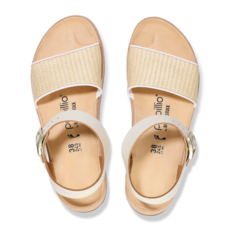 Birkenstock Glenda Narrow Wedge Sandal (Women) - Natural/White Raffia/Leather Sandals - Heel/Wedge - The Heel Shoe Fitters