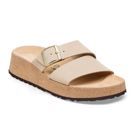 Birkenstock Almina Narrow (Women) - Sandcastle Nubuck Sandals - Heel/Wedge - The Heel Shoe Fitters