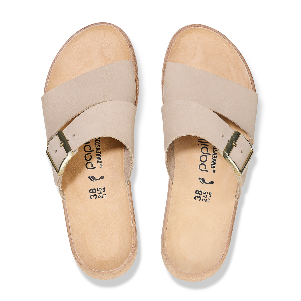 Birkenstock Almina Narrow Slide Sandal (Women) - Sandcastle Nubuck Sandal - Heel/Wedge - The Heel Shoe Fitters