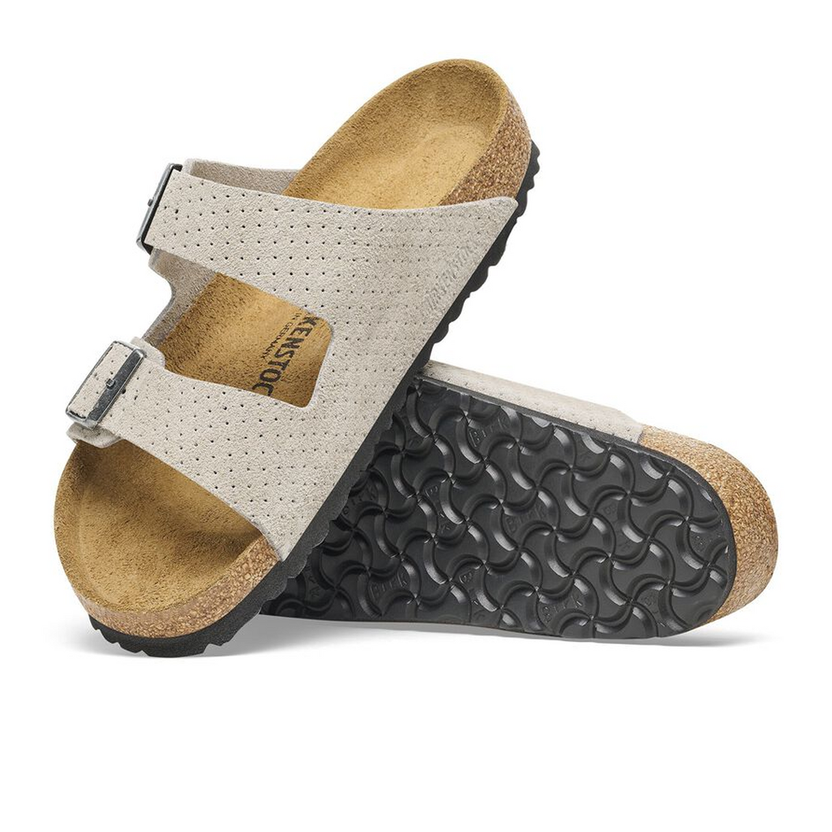 Birkenstock Arizona Slide Sandal (Men) - Dotted Stone Coin Suede Sandal - Slide - The Heel Shoe Fitters