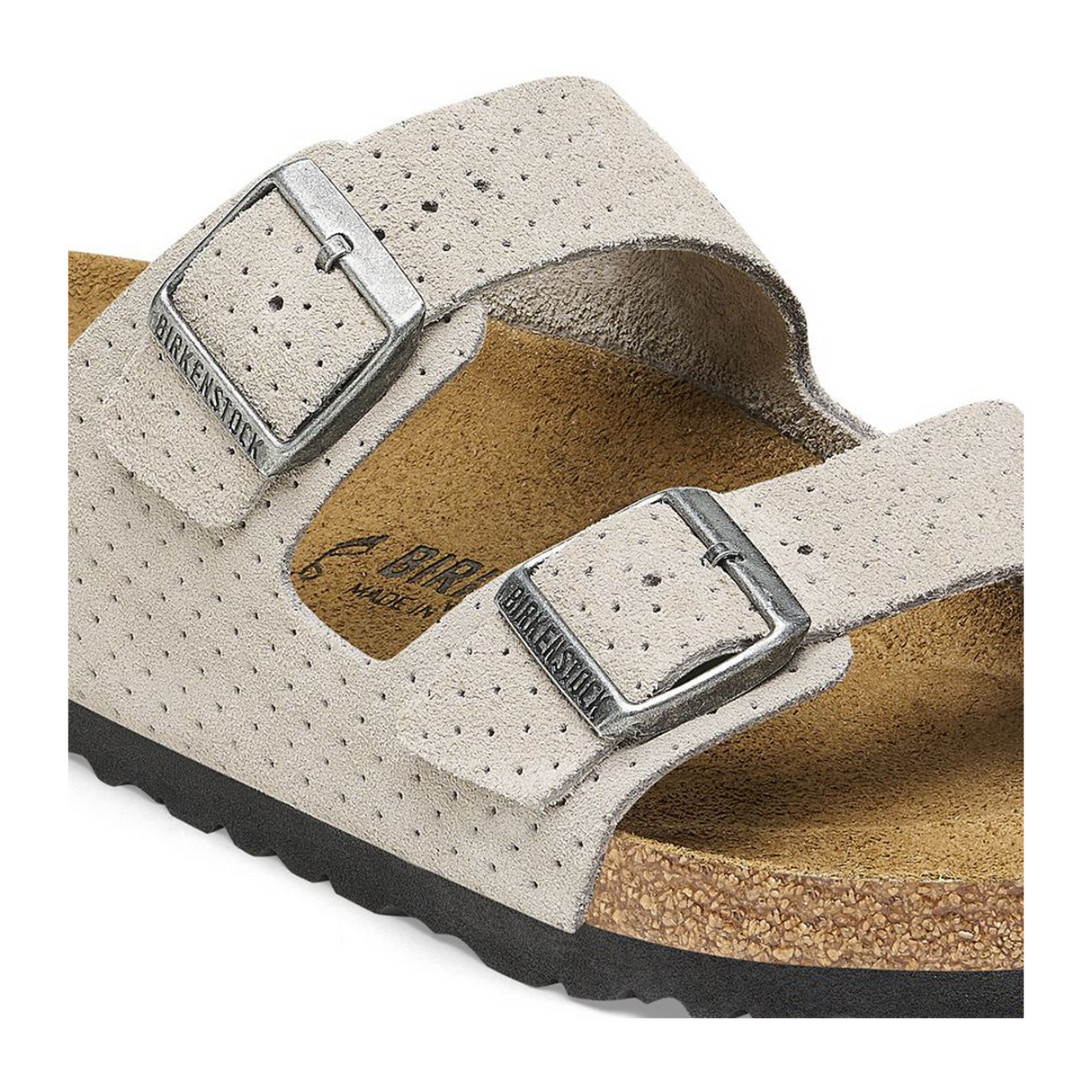 Birkenstock Arizona Slide Sandal (Men) - Dotted Stone Coin Suede Sandal - Slide - The Heel Shoe Fitters