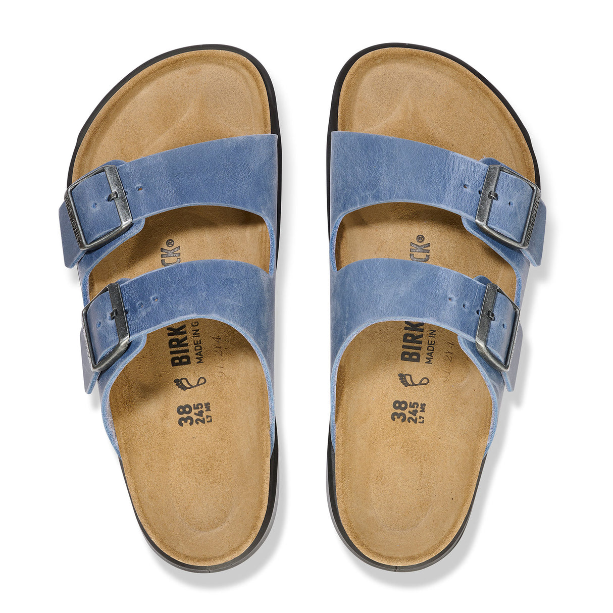 Birkenstock Arizona Rugged Slide Sandal (Men) - Elemental Blue Oiled Leather Sandal - Slide - The Heel Shoe Fitters