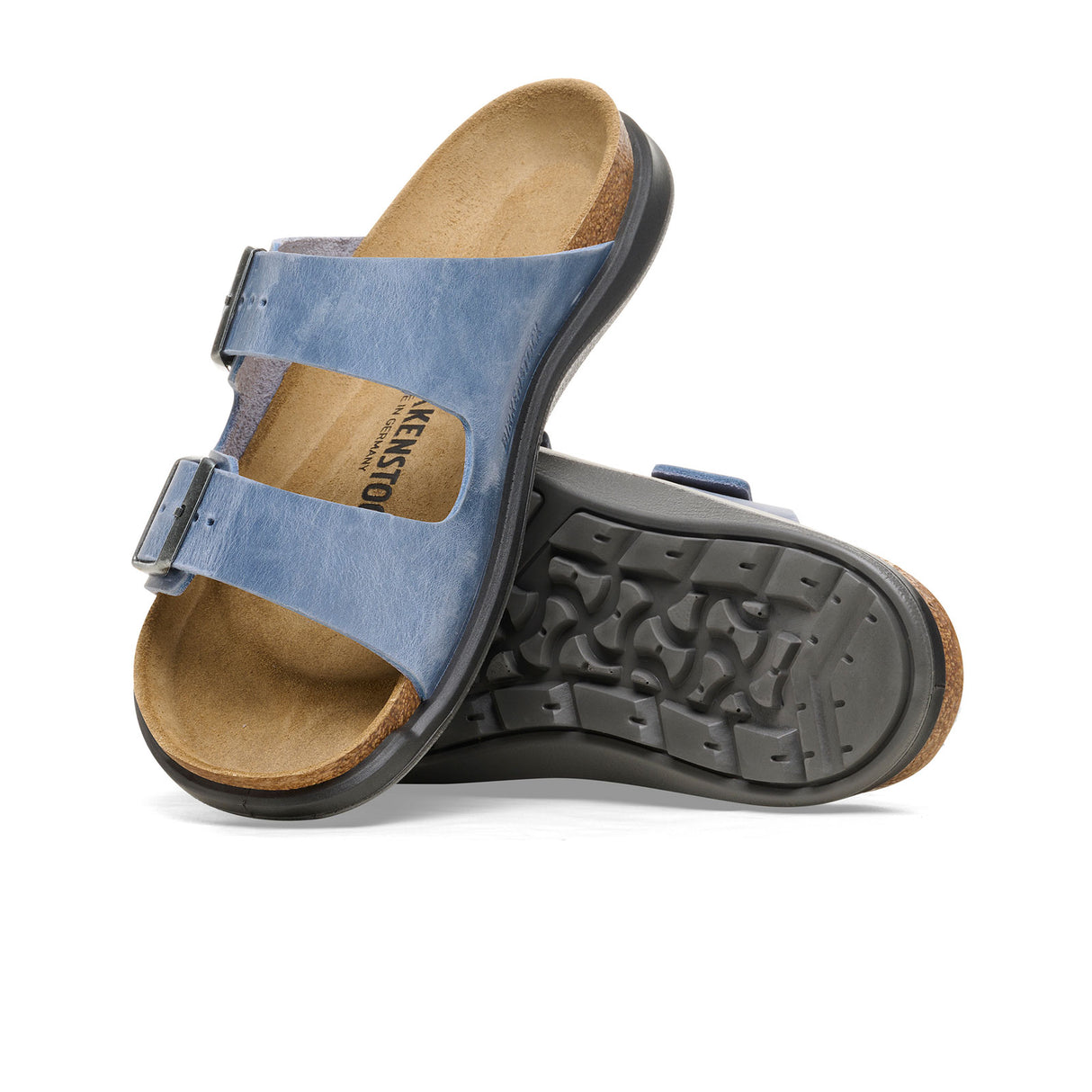 Birkenstock Arizona Rugged Slide Sandal (Men) - Elemental Blue Oiled Leather Sandal - Slide - The Heel Shoe Fitters