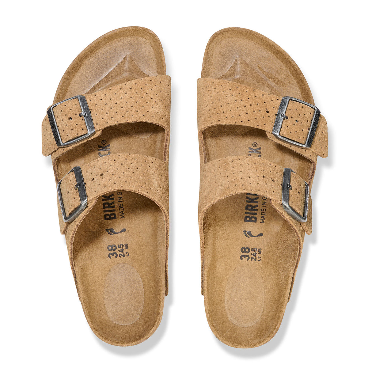 Birkenstock Arizona Narrow Slide Sandal (Women) - Dotted New Beige Suede Sandal - Slide - The Heel Shoe Fitters