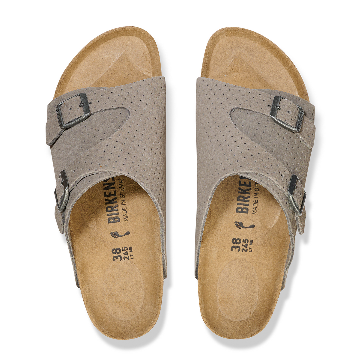 Birkenstock Zurich Slide Sandal (Unisex) - Dotted Stone Coin Suede Sandal - Slide - The Heel Shoe Fitters