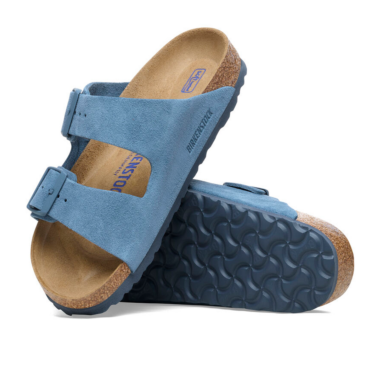 Birkenstock Arizona Soft Footbed Slide Sandal (Men) - Elemental Blue Suede Sandal - Slide - The Heel Shoe Fitters