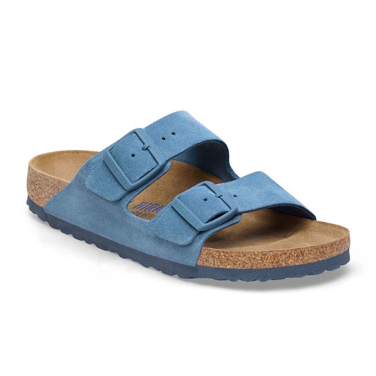 Birkenstock Arizona Soft Footbed Slide Sandal (Women) - Elemental Blue Suede Sandal - Slide - The Heel Shoe Fitters