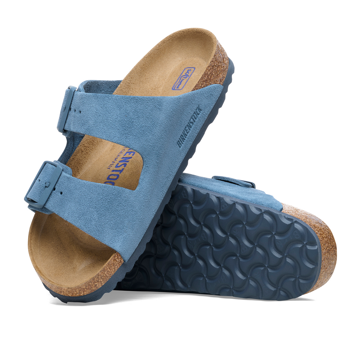 Birkenstock Arizona Soft Footbed Slide Sandal (Women) - Elemental Blue Suede Sandal - Slide - The Heel Shoe Fitters
