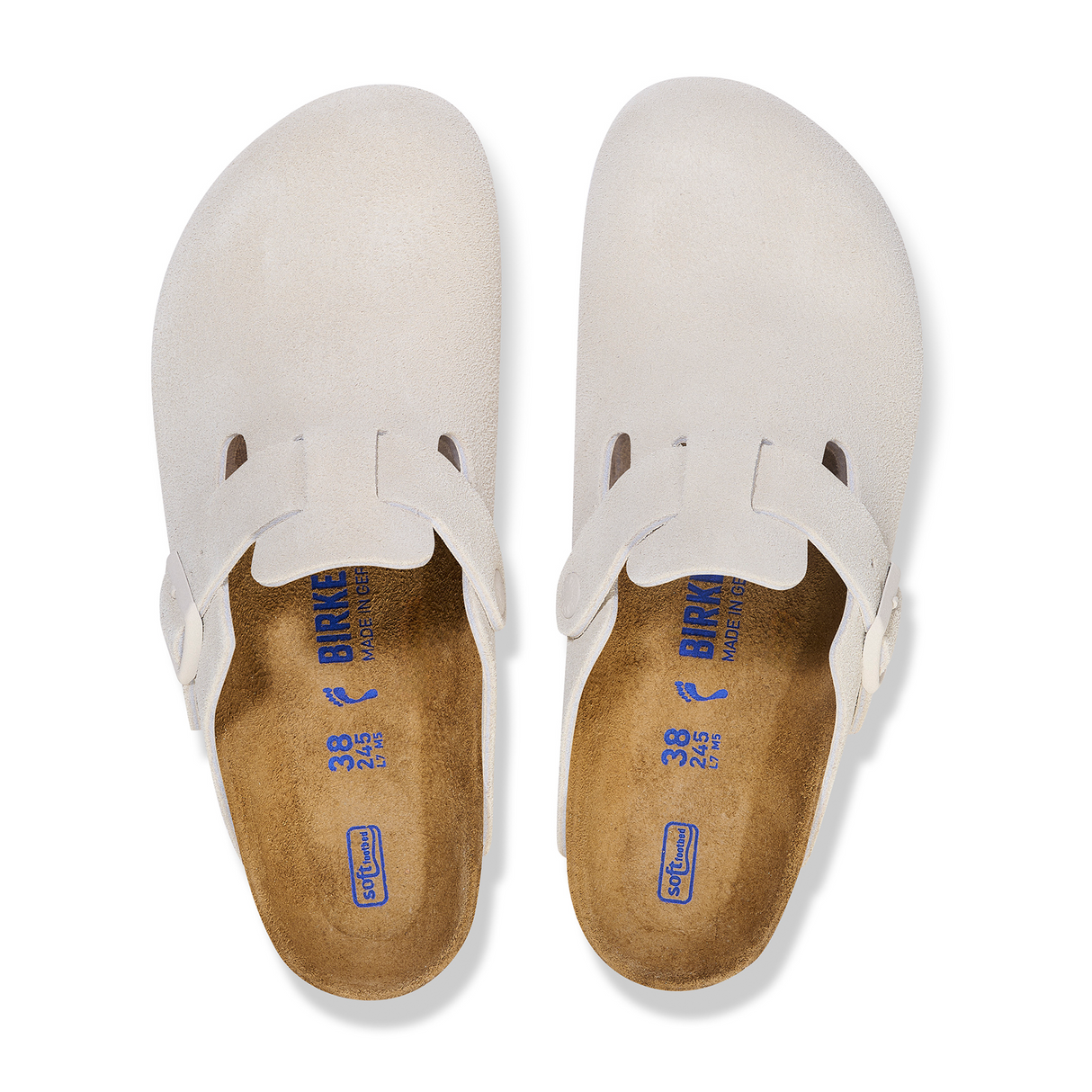 Birkenstock Boston Soft Footbed Narrow Clog (Women) - Antique White Suede Dress-Casual - Clogs & Mules - The Heel Shoe Fitters