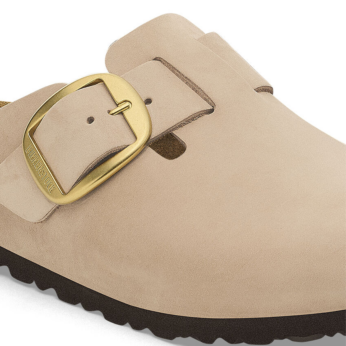 Birkenstock Boston Big Buckle Narrow Clog (Women) - Sandcastle Nubuck Dress-Casual - Clogs & Mules - The Heel Shoe Fitters