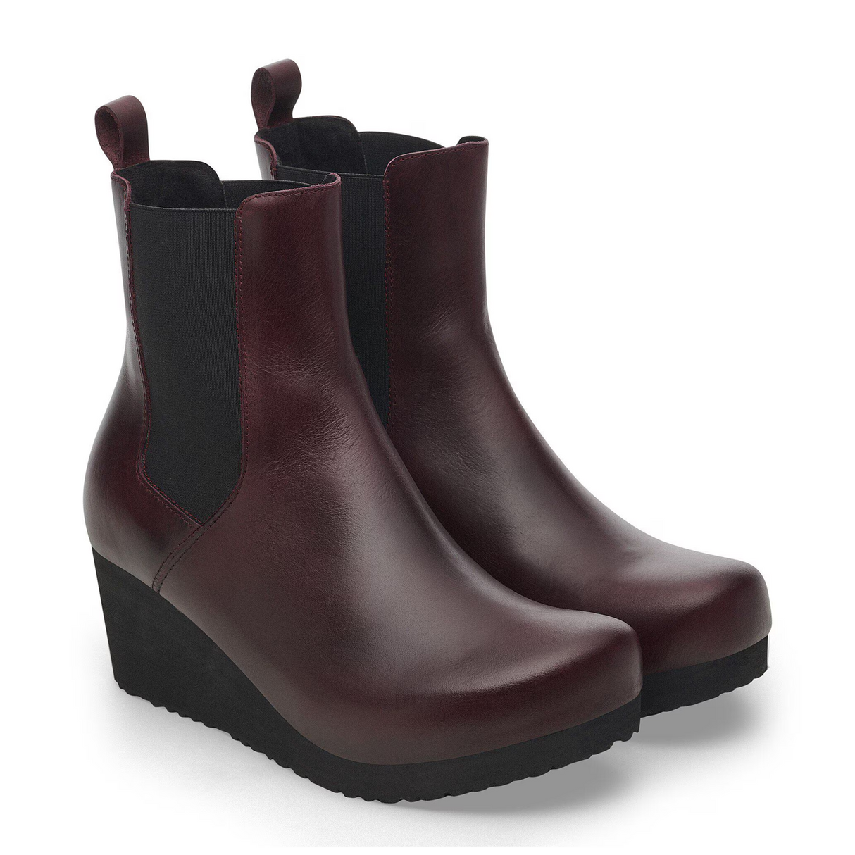 Birkenstock Ebba Narrow Chelsea Wedge Boot (Women) - Zinfandel Leather Boots - Casual - Low - The Heel Shoe Fitters