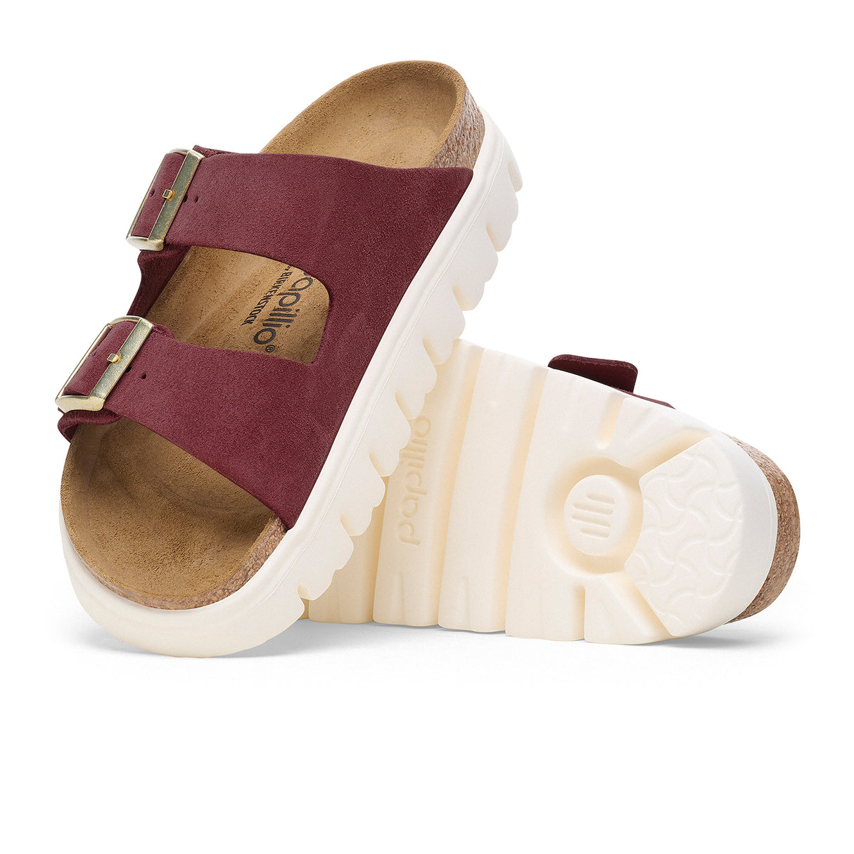 Birkenstock Arizona Chunky Narrow Slide Sandal (Women) - Berry Crush Suede Sandal - Slide - The Heel Shoe Fitters