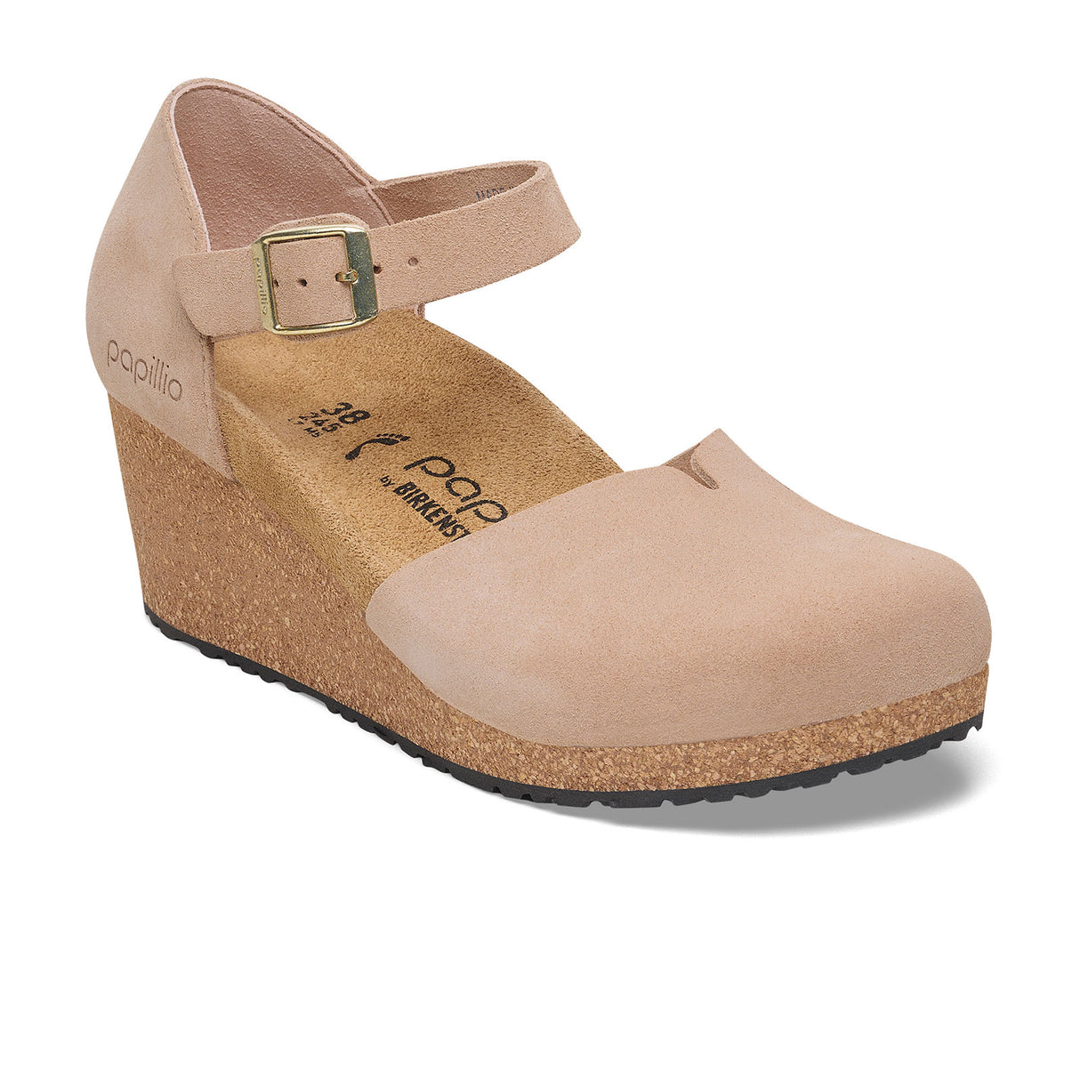 Birkenstock Mary Narrow Wedge Sandal (Women) - Warm Sand Suede Dress-Casual - Heels - The Heel Shoe Fitters