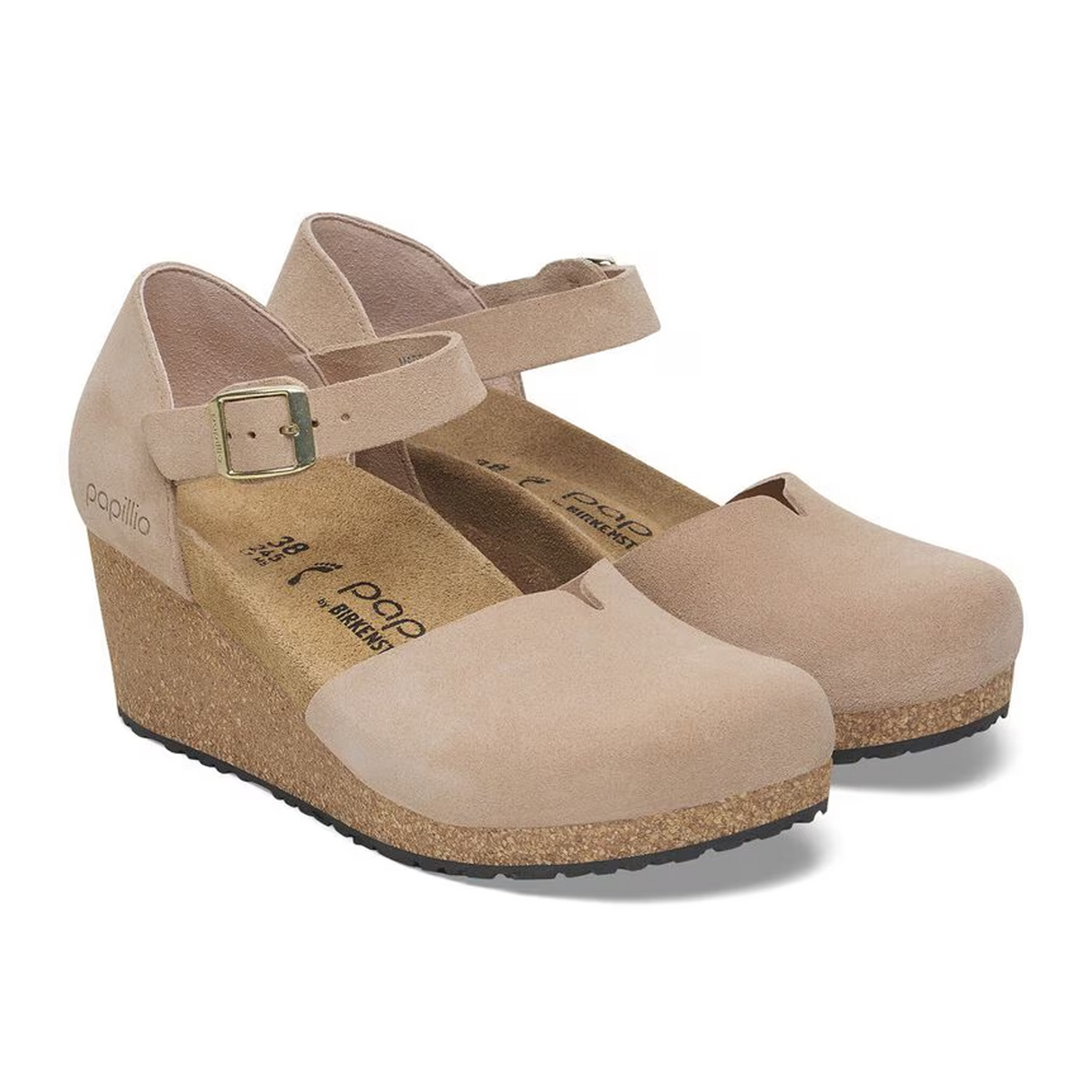 Birkenstock Mary Narrow Wedge Sandal (Women) - Warm Sand Suede Dress-Casual - Heels - The Heel Shoe Fitters