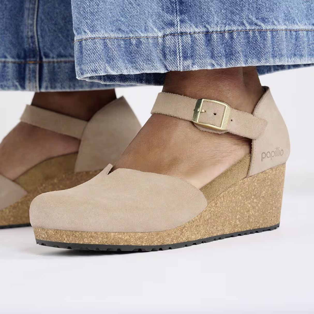 Birkenstock Mary Narrow Wedge Sandal (Women) - Warm Sand Suede Dress-Casual - Heels - The Heel Shoe Fitters