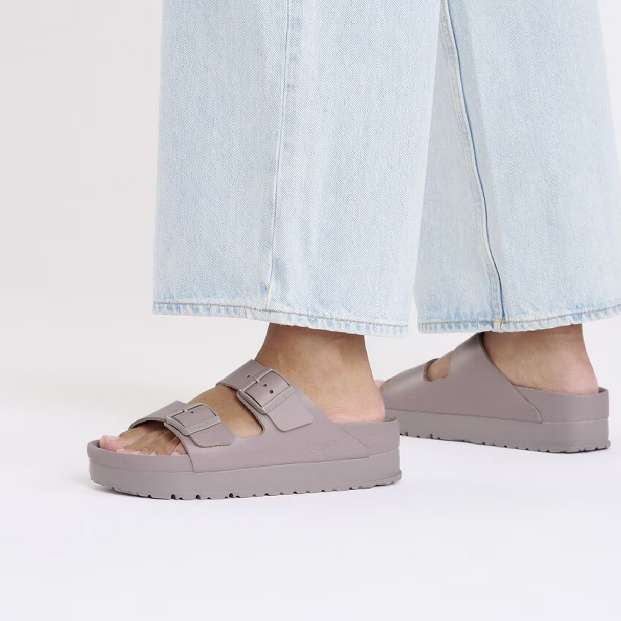 Birkenstock Arizona Flex Platform Slide Sandal (Women) - Faded Purple Leather Sandal - Slide - The Heel Shoe Fitters