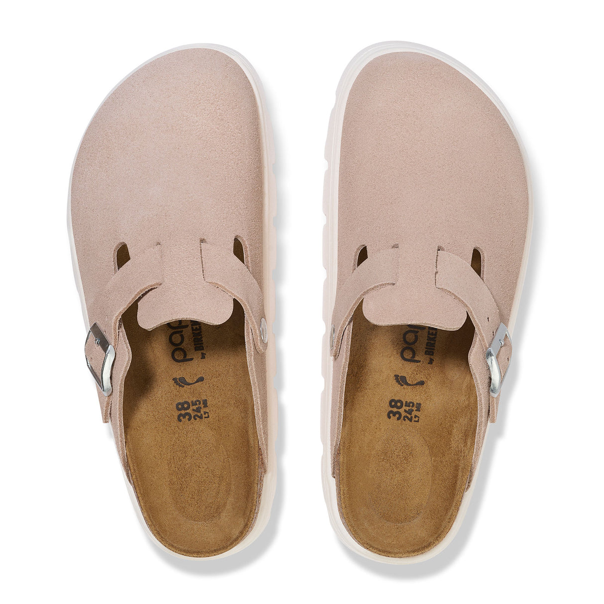 Birkenstock Boston Chunky Narrow Clog (Women) - Light Rose Suede Dress-Casual - Clogs & Mules - The Heel Shoe Fitters