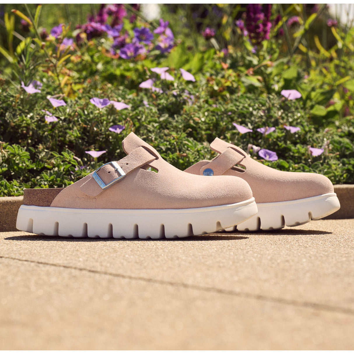 Birkenstock Boston Chunky Narrow Clog (Women) - Light Rose Suede Dress-Casual - Clogs & Mules - The Heel Shoe Fitters