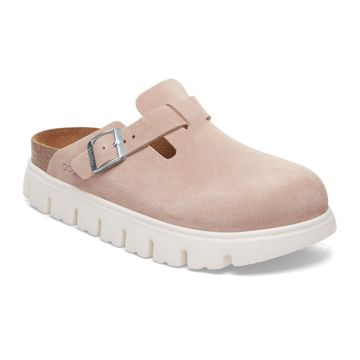 Birkenstock Boston Chunky Narrow Clog (Women) - Light Rose Suede Dress-Casual - Clogs & Mules - The Heel Shoe Fitters