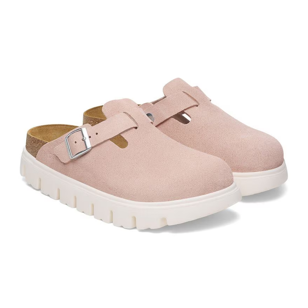 Birkenstock Boston Chunky Narrow Clog (Women) - Light Rose Suede Dress-Casual - Clogs & Mules - The Heel Shoe Fitters