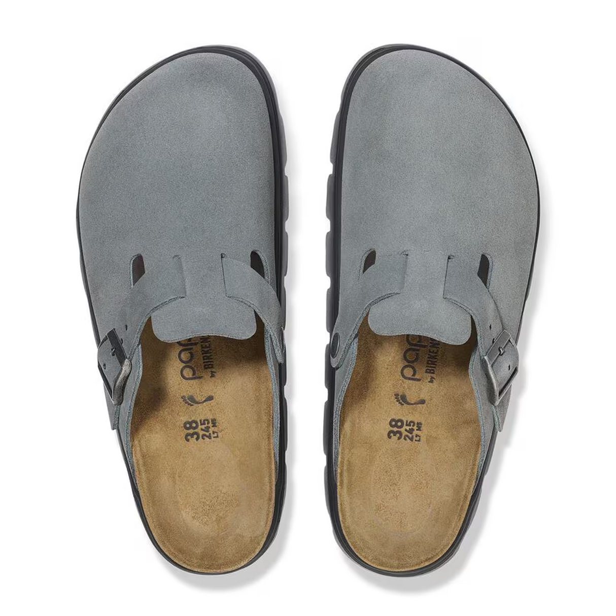Birkenstock Boston Chunky Clog (Women) - Basalt Gray Suede Dress-Casual - Clogs & Mules - The Heel Shoe Fitters