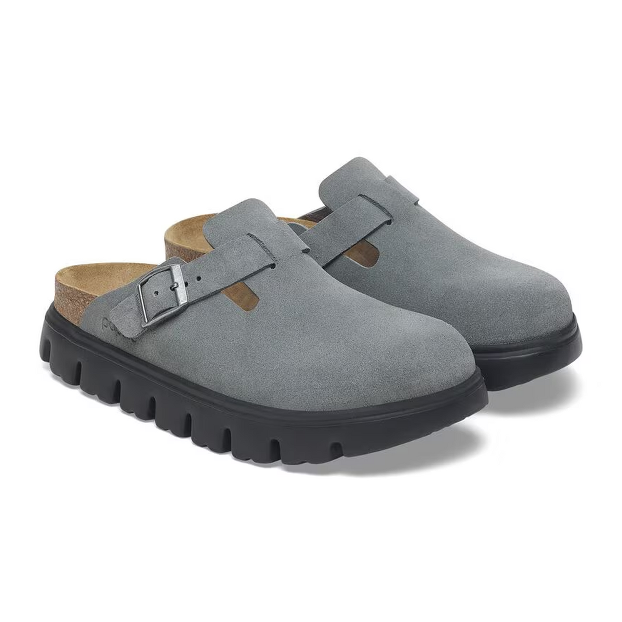 Birkenstock Boston Chunky Clog (Women) - Basalt Gray Suede Dress-Casual - Clogs & Mules - The Heel Shoe Fitters