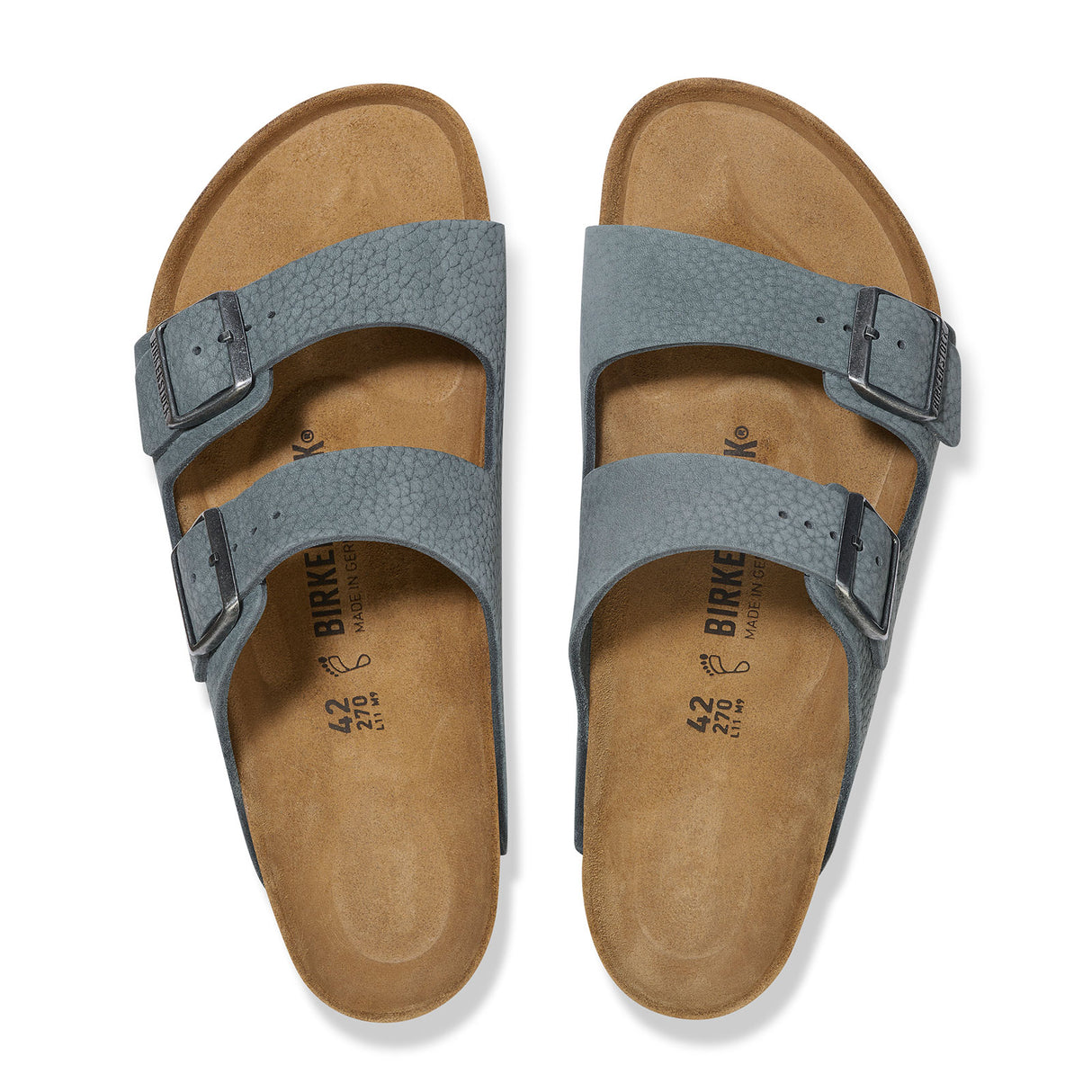 Birkenstock Arizona Slide Sandal (Men) - Desert Buck Basalt Gray Nubuck Sandal - Slide - The Heel Shoe Fitters
