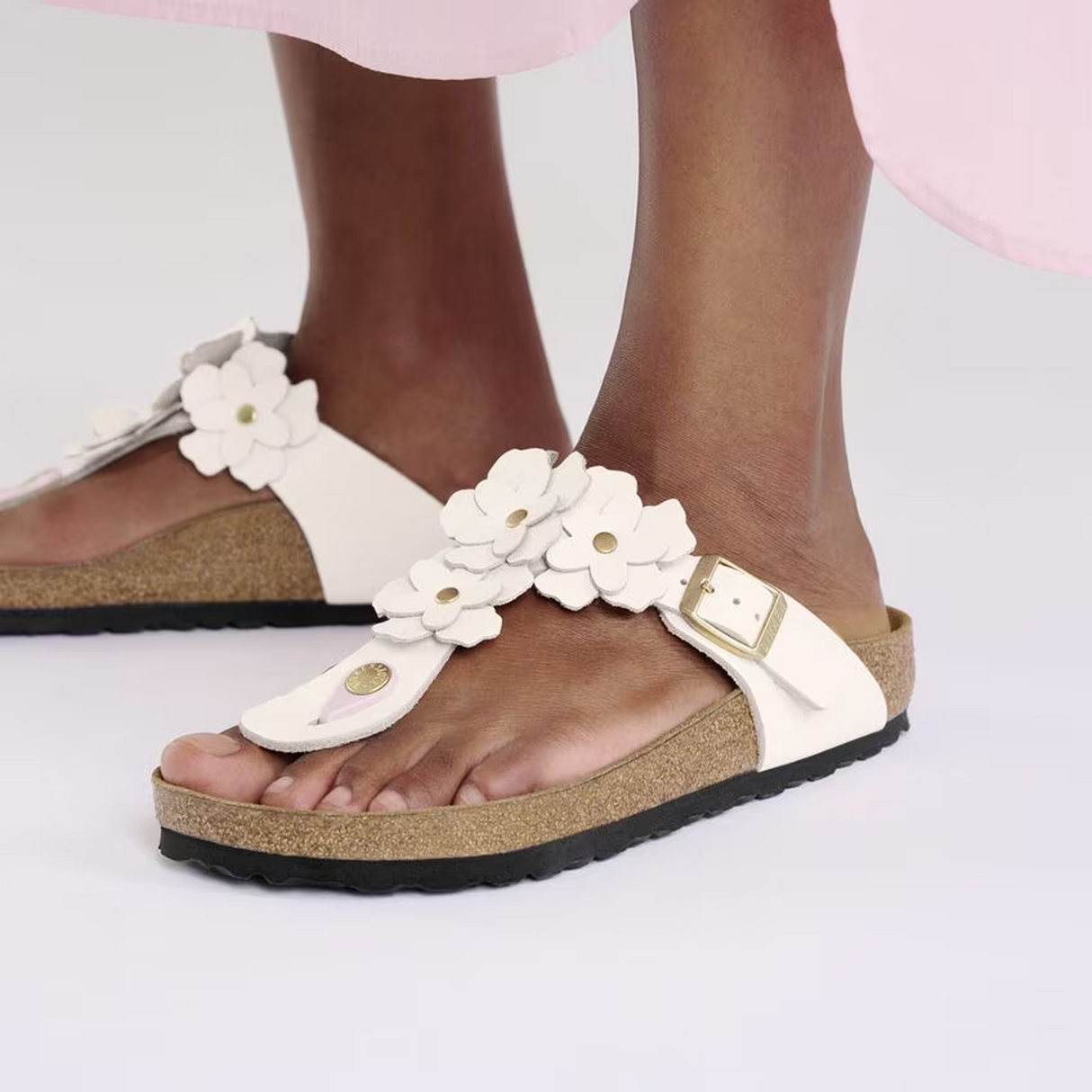Birkenstock Gizeh Flowers Sandal (Women) - Light Rose Leather Sandal - Thong - The Heel Shoe Fitters