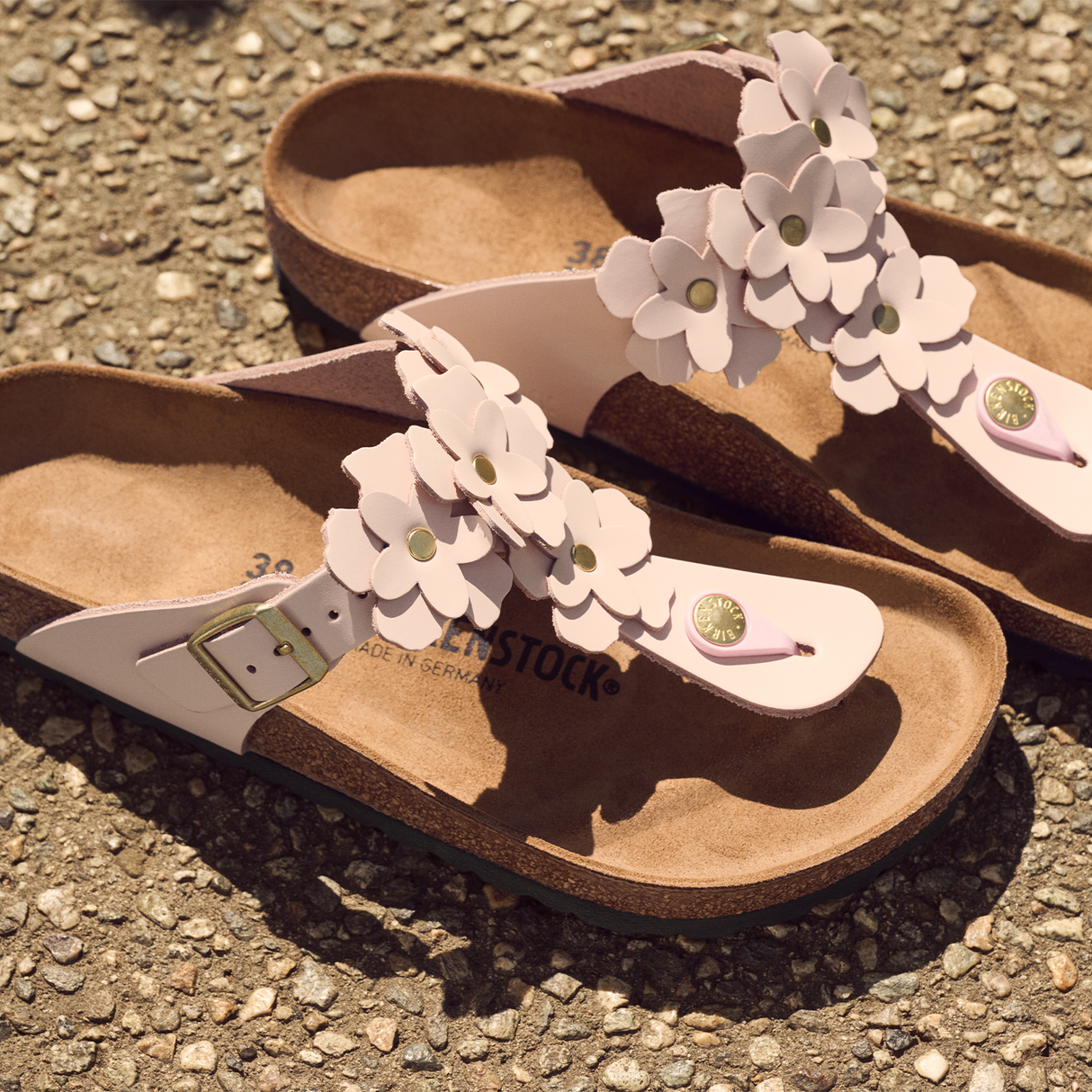 Birkenstock Gizeh Flowers Sandal (Women) - Light Rose Leather Sandal - Thong - The Heel Shoe Fitters