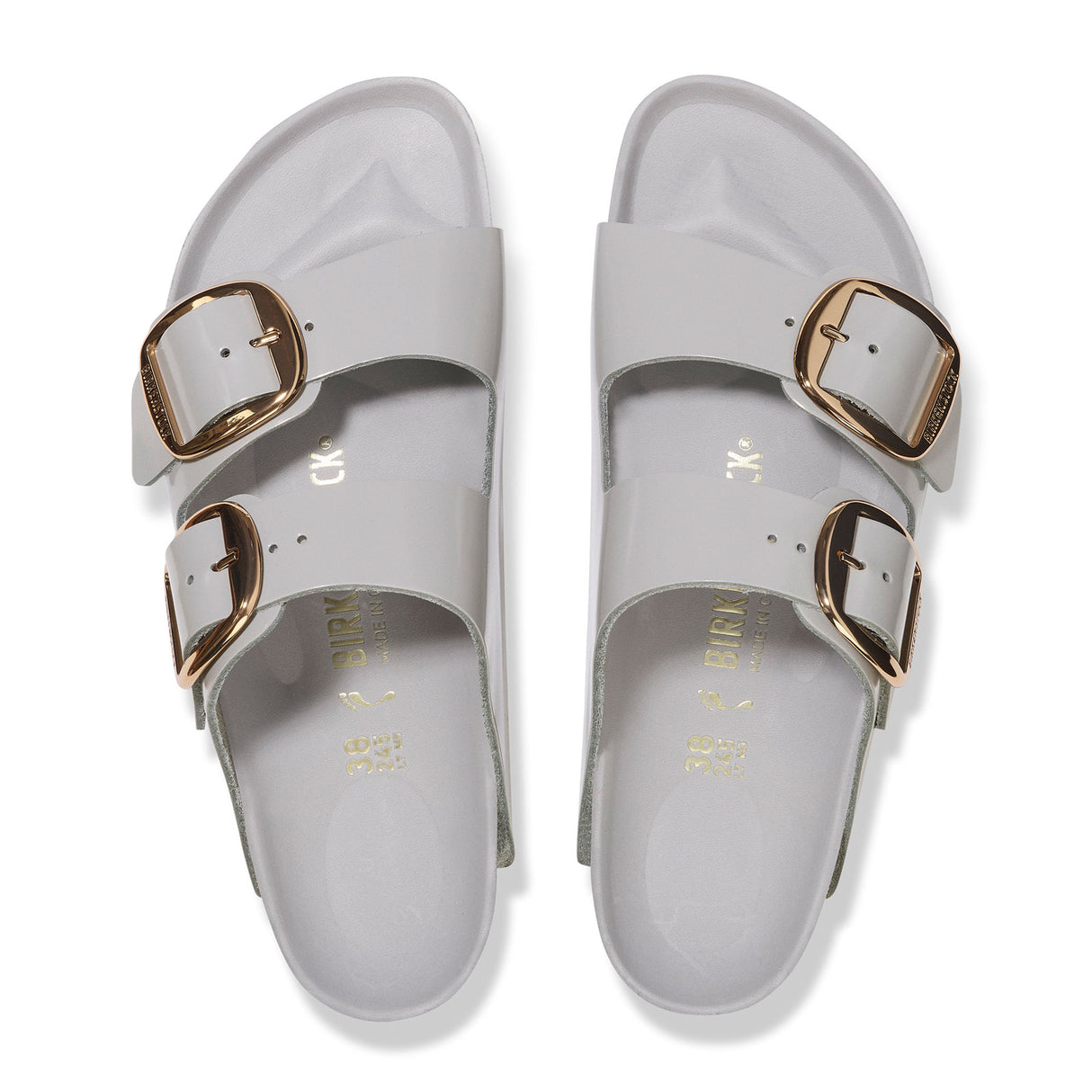 Birkenstock Arizona Big Buckle Narrow Slide Sandal (Women) - High Shine Stone Coin Leather Sandal - Slide - The Heel Shoe Fitters