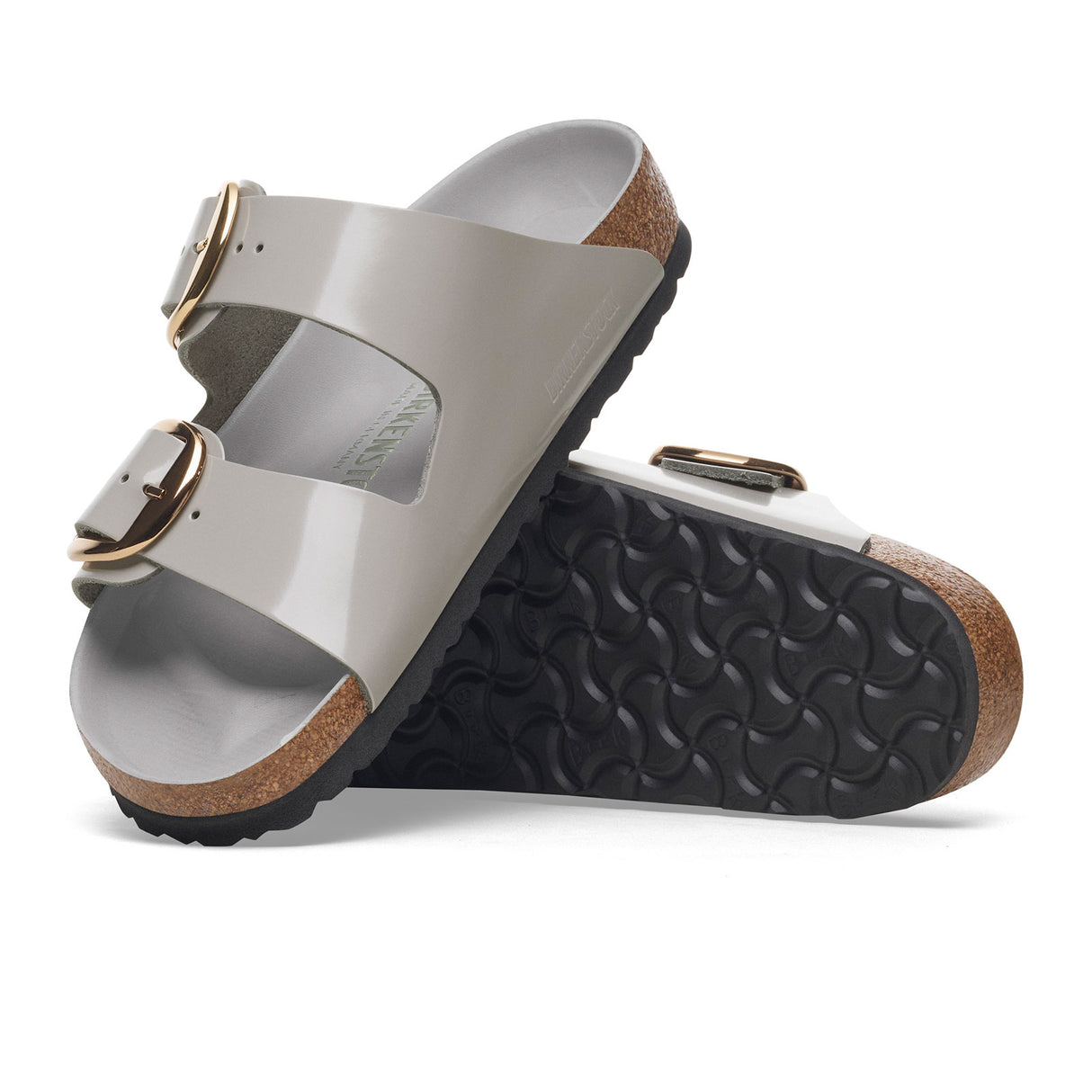 Birkenstock Arizona Big Buckle Narrow Slide Sandal (Women) - High Shine Stone Coin Leather Sandal - Slide - The Heel Shoe Fitters