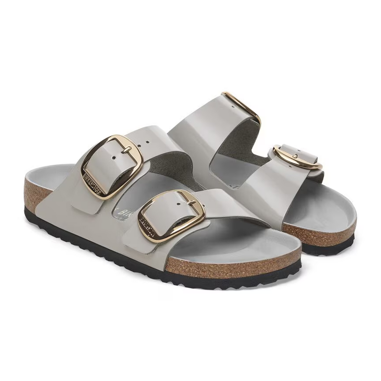 Birkenstock Arizona Big Buckle Narrow Slide Sandal (Women) - High Shine Stone Coin Leather Sandal - Slide - The Heel Shoe Fitters