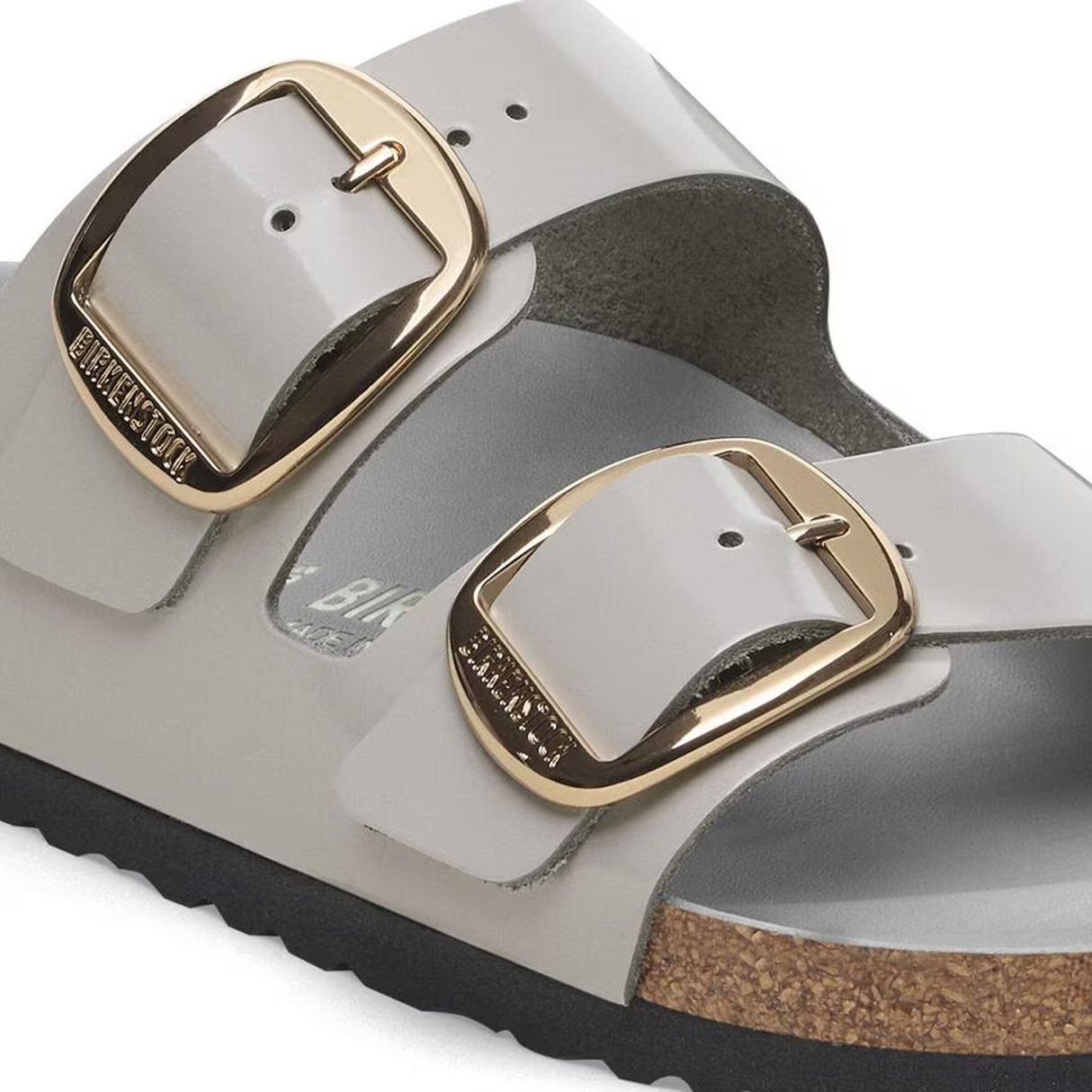 Birkenstock Arizona Big Buckle Narrow Slide Sandal (Women) - High Shine Stone Coin Leather Sandal - Slide - The Heel Shoe Fitters