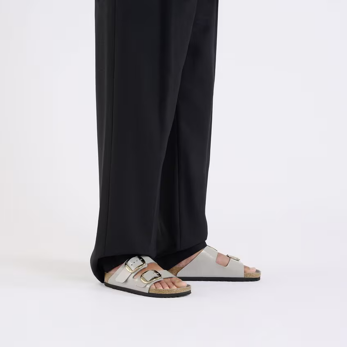 Birkenstock Arizona Big Buckle Narrow Slide Sandal (Women) - High Shine Stone Coin Leather Sandal - Slide - The Heel Shoe Fitters