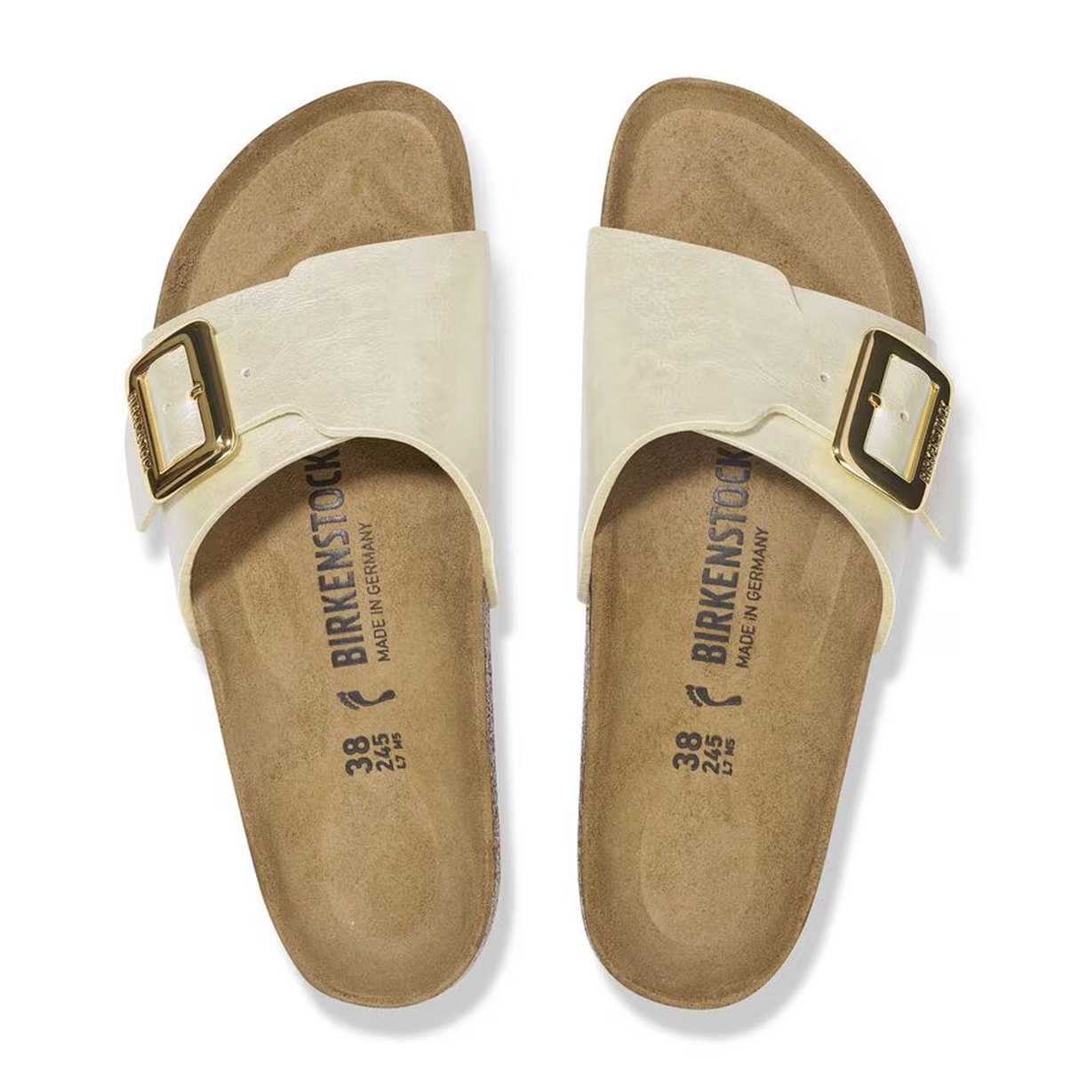 Birkenstock Catalina Luxe Buckle Narrow Slide Sandal (Women) - Graceful Pearl White Sandal - Slide - The Heel Shoe Fitters