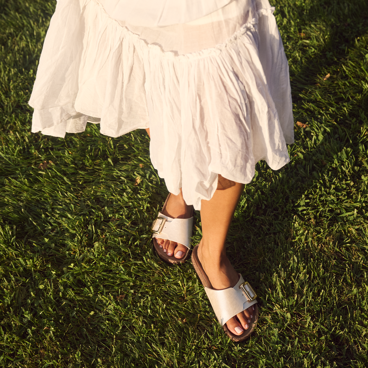 Birkenstock Catalina Luxe Buckle Narrow Slide Sandal (Women) - Graceful Pearl White Sandal - Slide - The Heel Shoe Fitters