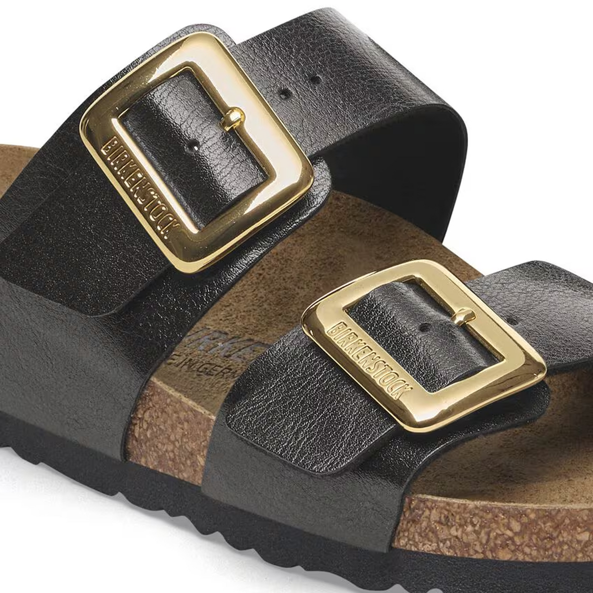 Birkenstock Sydney Luxe Buckle Narrow Slide Sandal (Women) - Graceful Licorice Birko-Flor Sandal - Slide - The Heel Shoe Fitters