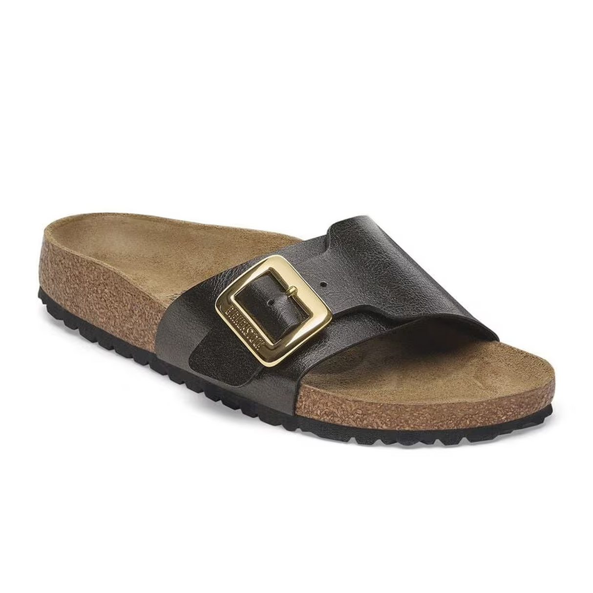 Birkenstock Catalina Luxe Buckle Narrow Slide Sandal (Women) - Graceful Licorice Birko-Flor Sandal - Slide - The Heel Shoe Fitters