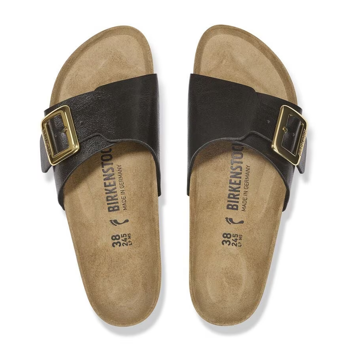 Birkenstock Catalina Luxe Buckle Narrow Slide Sandal (Women) - Graceful Licorice Birko-Flor Sandal - Slide - The Heel Shoe Fitters