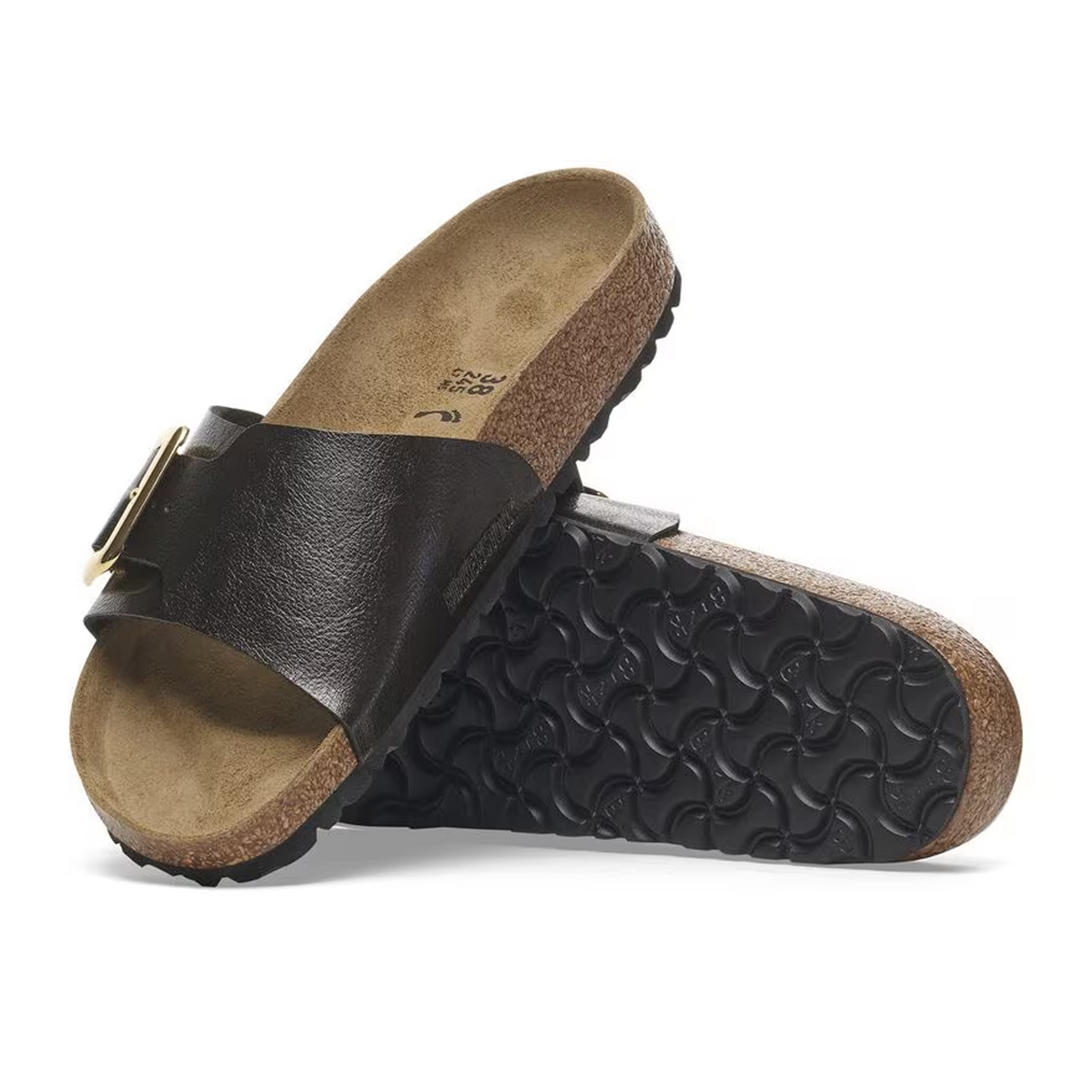 Birkenstock Catalina Luxe Buckle Narrow Slide Sandal (Women) - Graceful Licorice Birko-Flor Sandal - Slide - The Heel Shoe Fitters