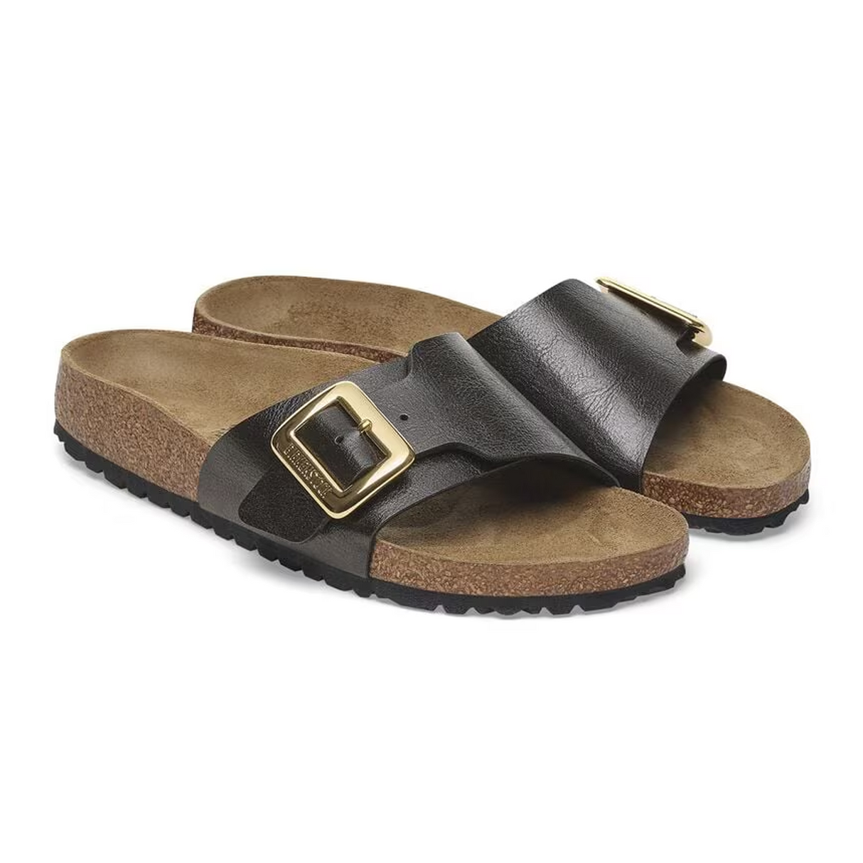 Birkenstock Catalina Luxe Buckle Narrow Slide Sandal (Women) - Graceful Licorice Birko-Flor Sandal - Slide - The Heel Shoe Fitters
