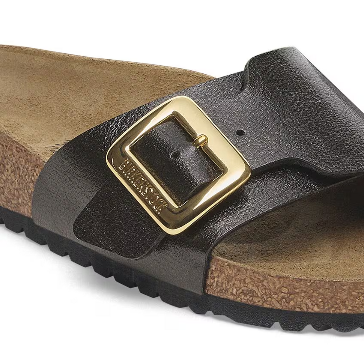 Birkenstock Catalina Luxe Buckle Narrow Slide Sandal (Women) - Graceful Licorice Birko-Flor Sandal - Slide - The Heel Shoe Fitters