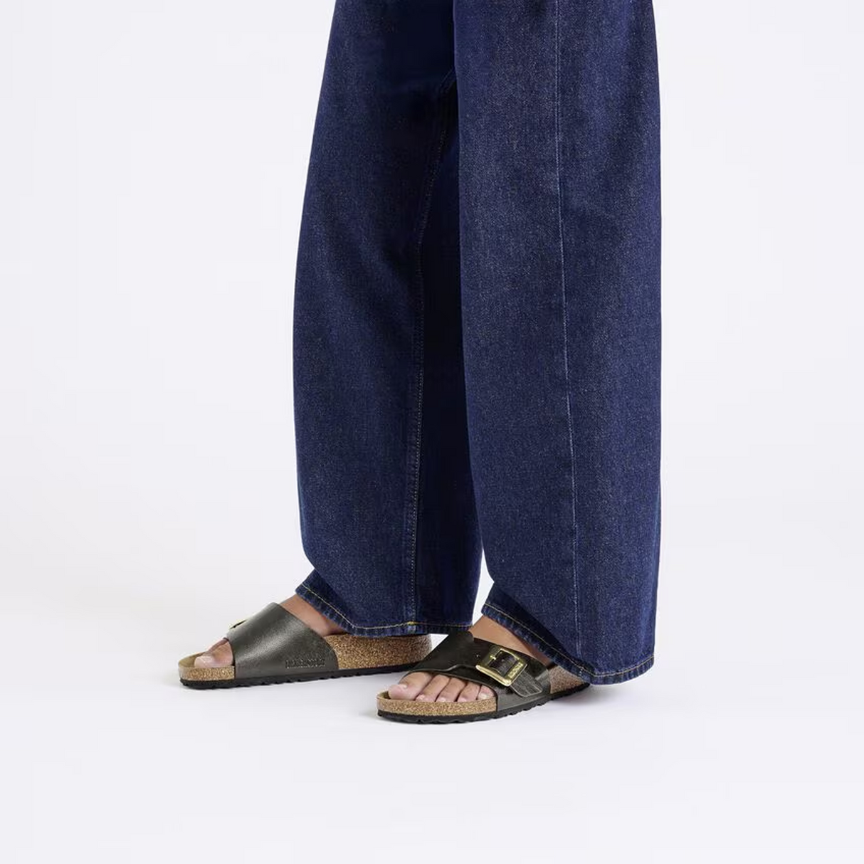 Birkenstock Catalina Luxe Buckle Narrow Slide Sandal (Women) - Graceful Licorice Birko-Flor Sandal - Slide - The Heel Shoe Fitters