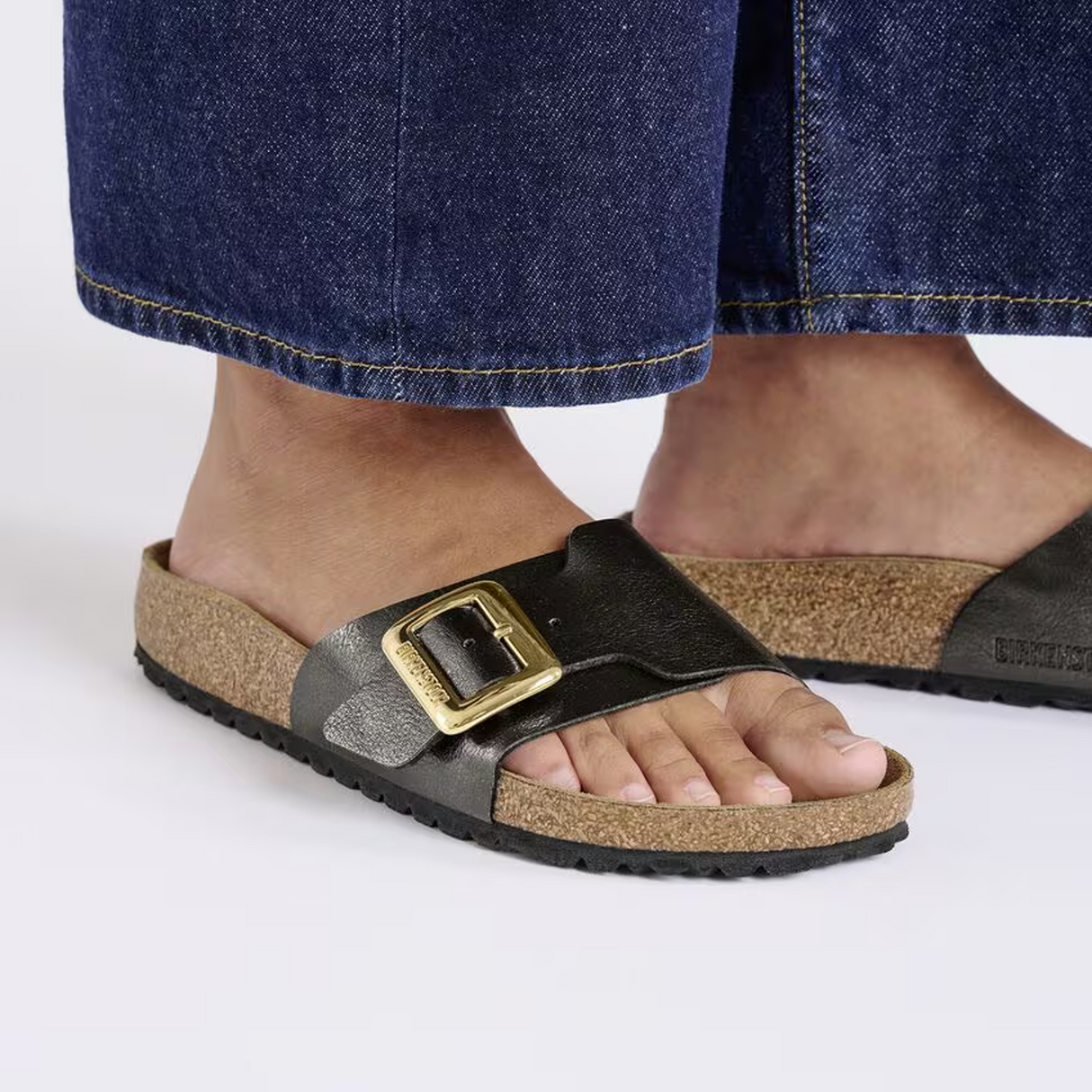 Birkenstock Catalina Luxe Buckle Narrow Slide Sandal (Women) - Graceful Licorice Birko-Flor Sandal - Slide - The Heel Shoe Fitters