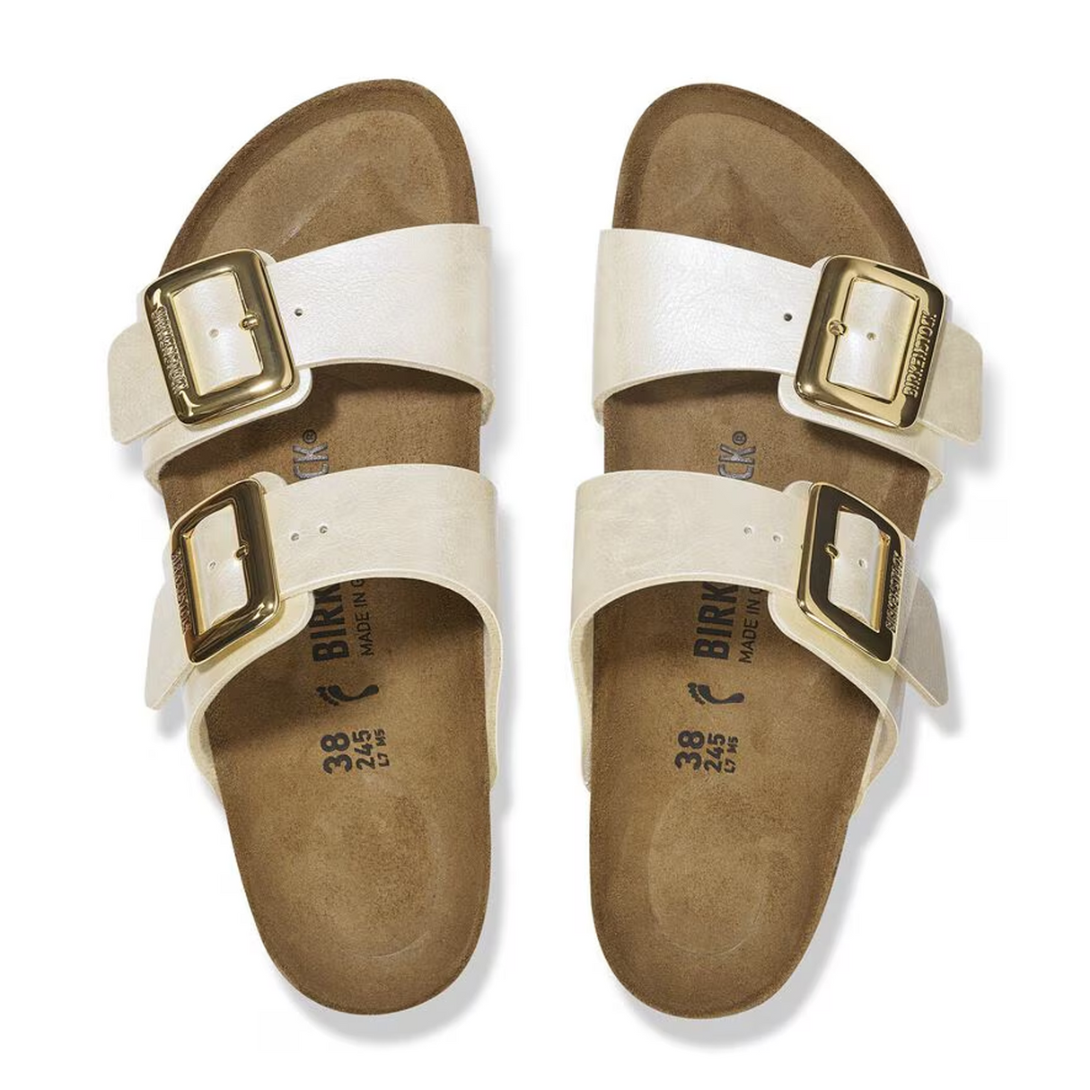 Birkenstock Sydney Luxe Buckle Narrow Slide Sandal (Women) - Graceful Pearl White Sandal - Slide - The Heel Shoe Fitters