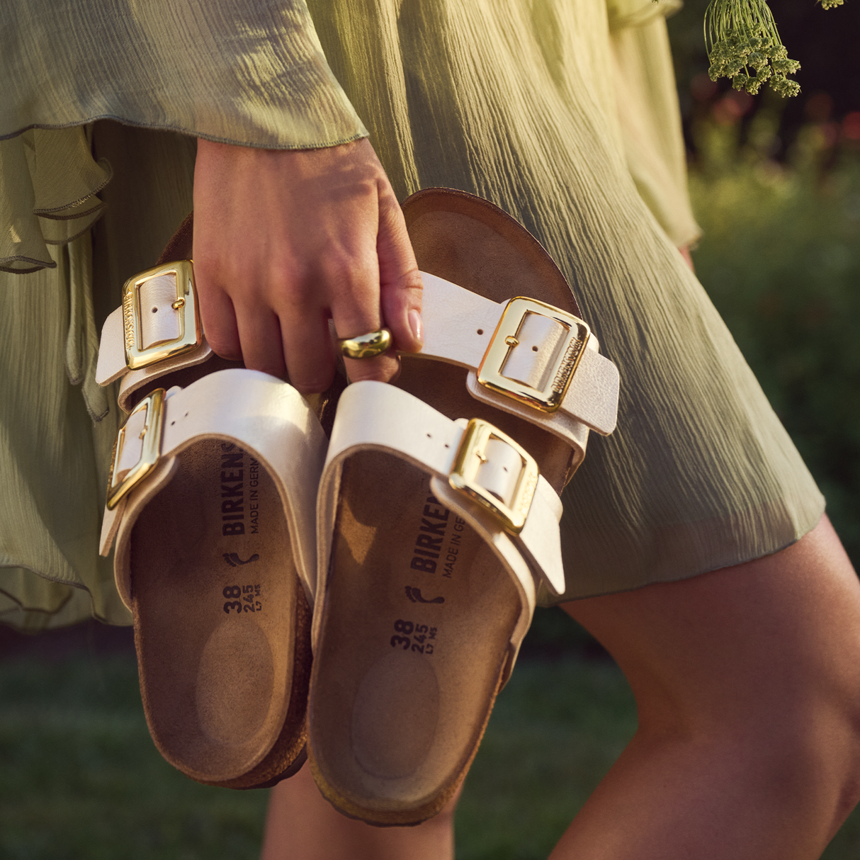 Birkenstock Sydney Luxe Buckle Narrow Slide Sandal (Women) - Graceful Pearl White Sandal - Slide - The Heel Shoe Fitters