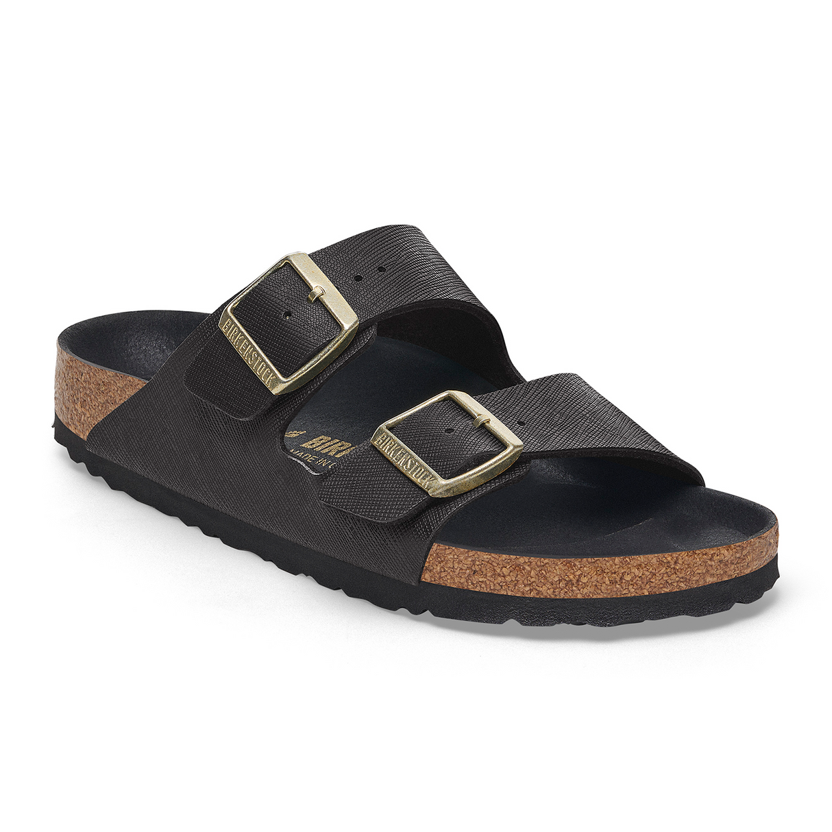Birkenstock Arizona Slide Sandal (Women) - Saffiano Black Birko-Flor Sandal - Slide - The Heel Shoe Fitters