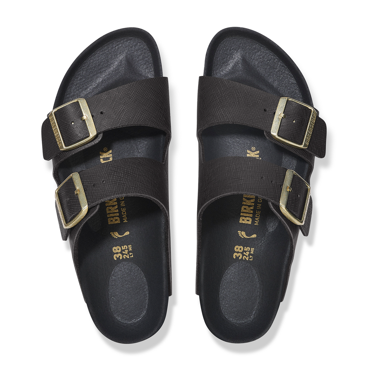 Birkenstock Arizona Slide Sandal (Women) - Saffiano Black Birko-Flor Sandal - Slide - The Heel Shoe Fitters